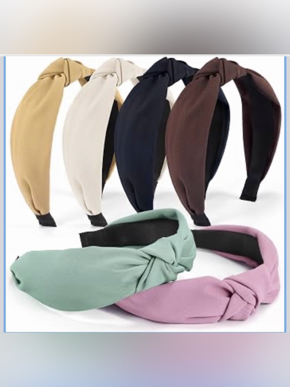 NIB- Knot Accent Fashion Headband - Mint, Pink, Beige, Ivory, Navy, Brown